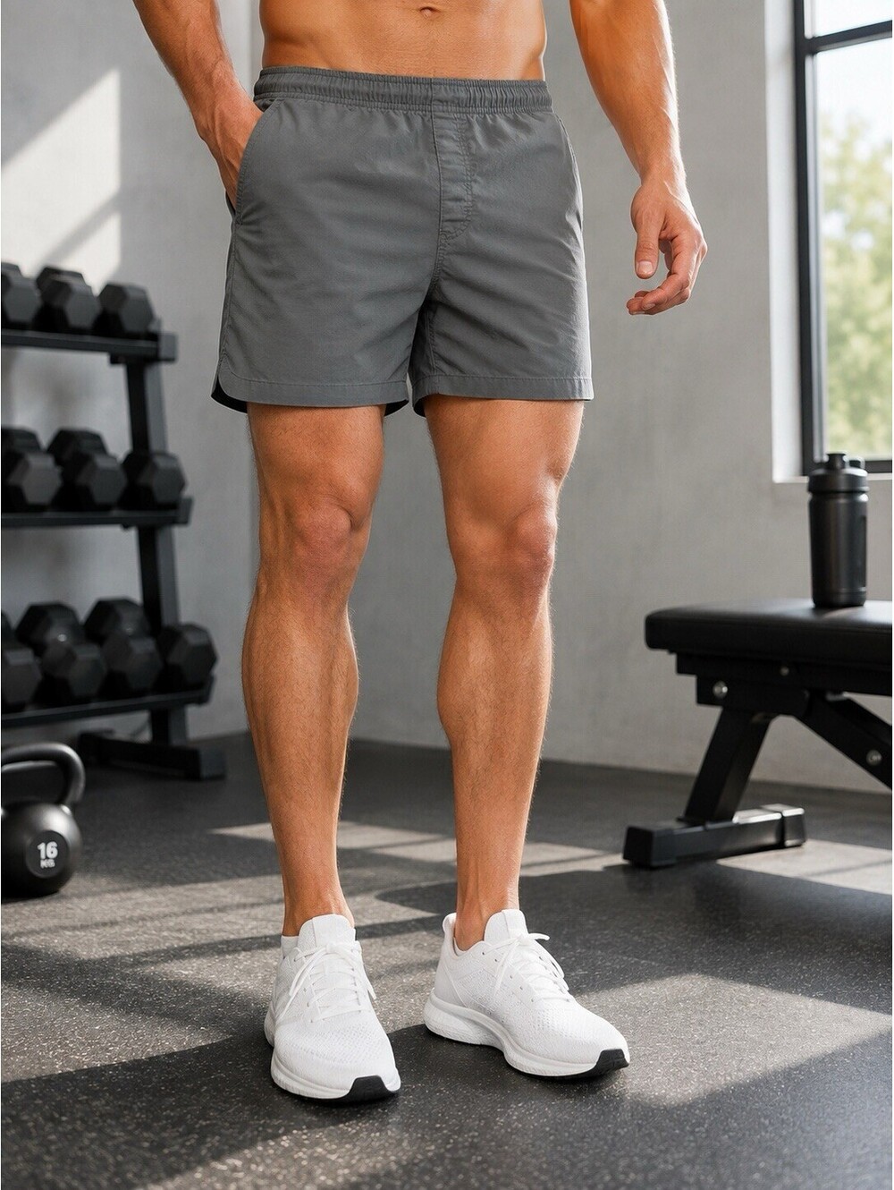 Puritan Men’s Drawstring Shorts Gray Cotton Blend Size L (36/38) FREE SHIPPING